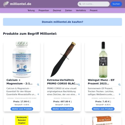 Screenshot milliontel.de