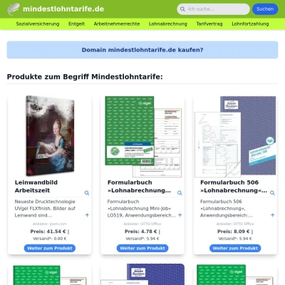 Screenshot mindestlohntarife.de
