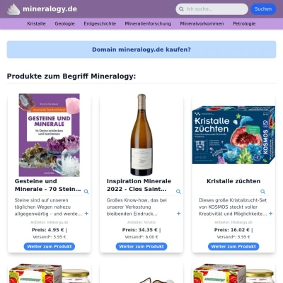 Screenshot mineralogy.de
