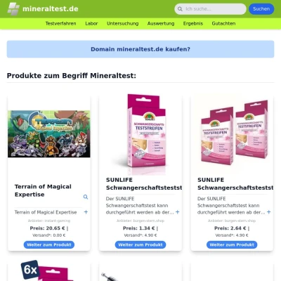 Screenshot mineraltest.de