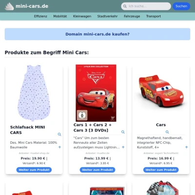 Screenshot mini-cars.de
