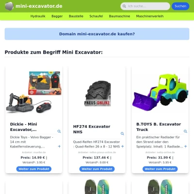 Screenshot mini-excavator.de