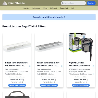 Screenshot mini-filter.de