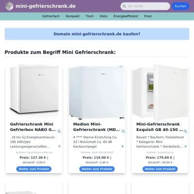 Screenshot mini-gefrierschrank.de