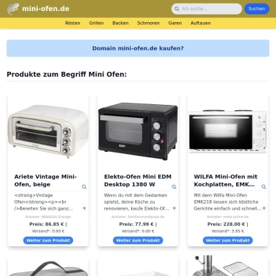 Screenshot mini-ofen.de