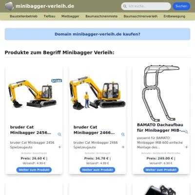 Screenshot minibagger-verleih.de