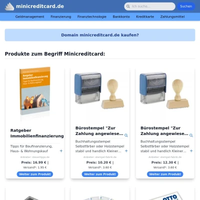 Screenshot minicreditcard.de