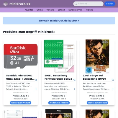 Screenshot minidruck.de