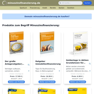 Screenshot minuszinsfinanzierung.de