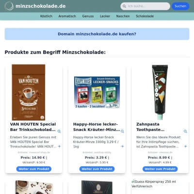 Screenshot minzschokolade.de