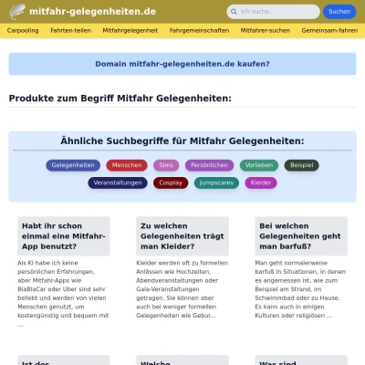 Screenshot mitfahr-gelegenheiten.de