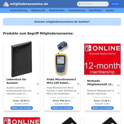 Screenshot mitgliederausweise.de