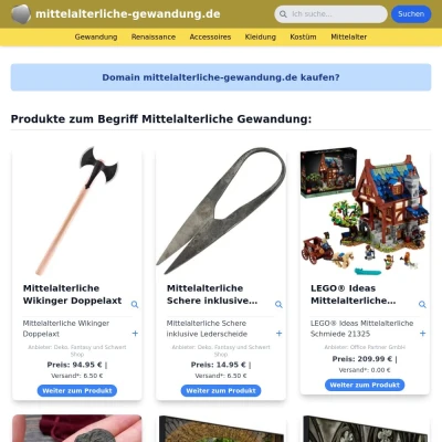 Screenshot mittelalterliche-gewandung.de