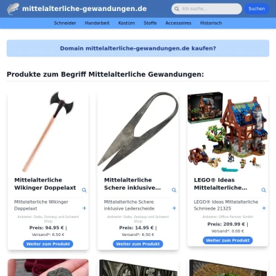 Screenshot mittelalterliche-gewandungen.de