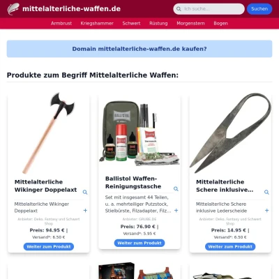 Screenshot mittelalterliche-waffen.de