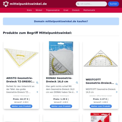 Screenshot mittelpunktswinkel.de