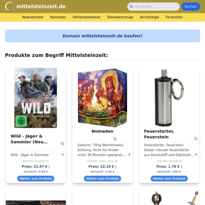 Screenshot mittelsteinzeit.de