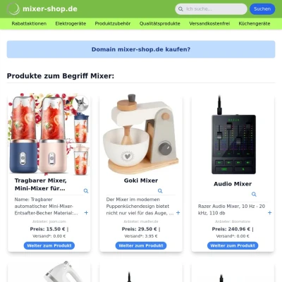 Screenshot mixer-shop.de