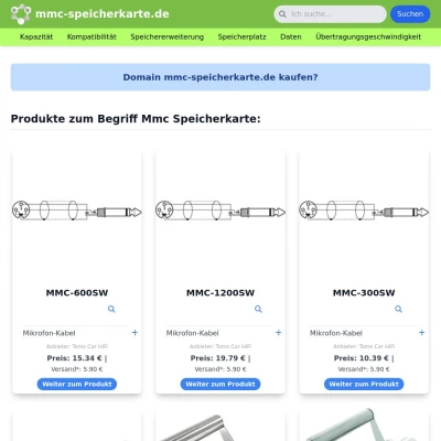 Screenshot mmc-speicherkarte.de