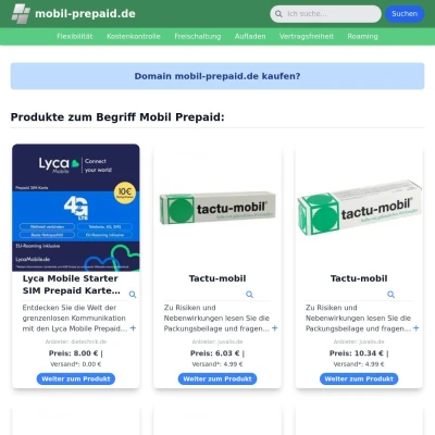 Screenshot mobil-prepaid.de