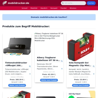 Screenshot mobildrucker.de