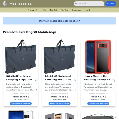 Screenshot mobilebag.de