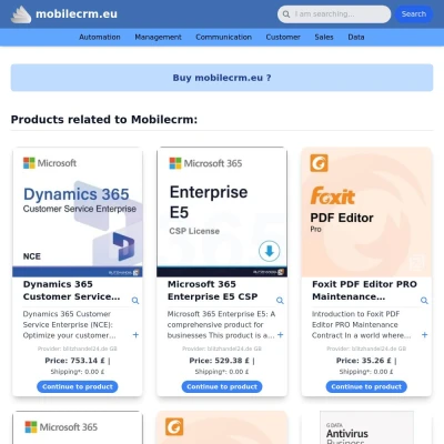 Screenshot mobilecrm.eu