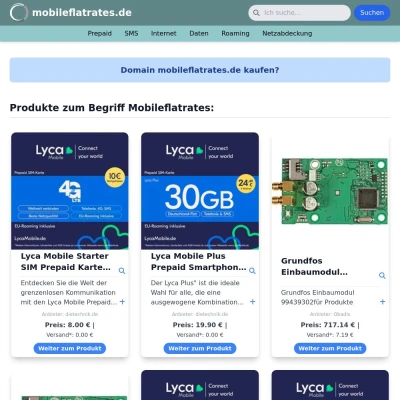 Screenshot mobileflatrates.de