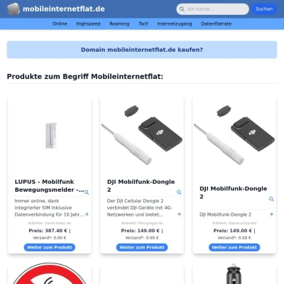Screenshot mobileinternetflat.de