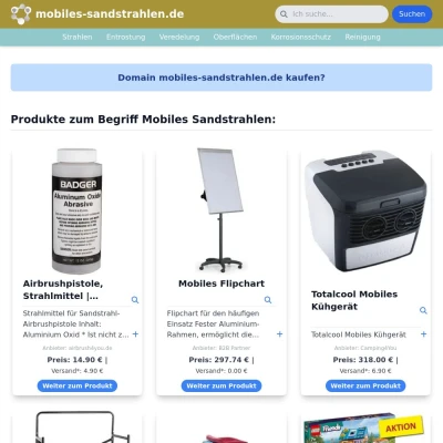 Screenshot mobiles-sandstrahlen.de