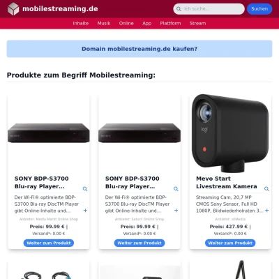Screenshot mobilestreaming.de