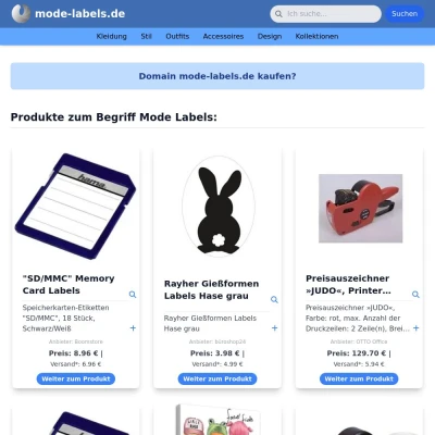 Screenshot mode-labels.de