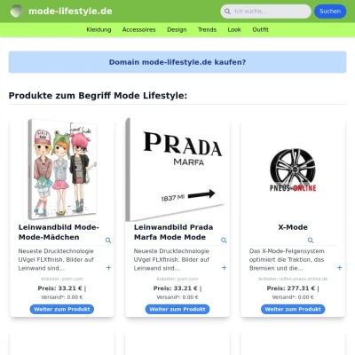 Screenshot mode-lifestyle.de
