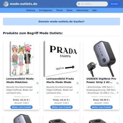 Screenshot mode-outlets.de