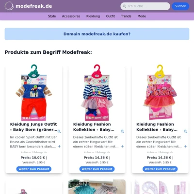 Screenshot modefreak.de