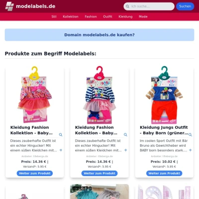 Screenshot modelabels.de