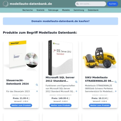 Screenshot modellauto-datenbank.de