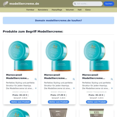 Screenshot modelliercreme.de