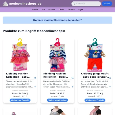 Screenshot modeonlineshops.de