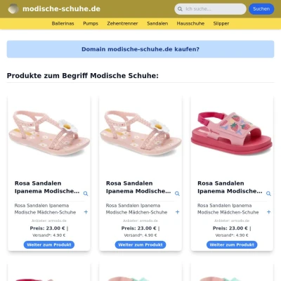 Screenshot modische-schuhe.de