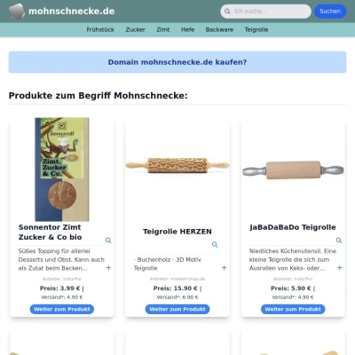 Screenshot mohnschnecke.de