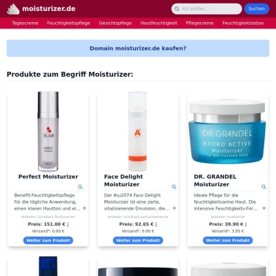 Screenshot moisturizer.de