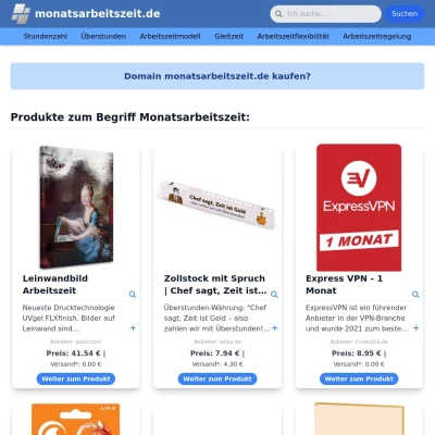 Screenshot monatsarbeitszeit.de