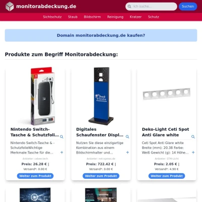 Screenshot monitorabdeckung.de