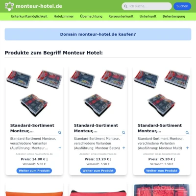 Screenshot monteur-hotel.de