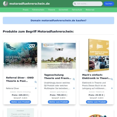 Screenshot motoradfuehrerschein.de