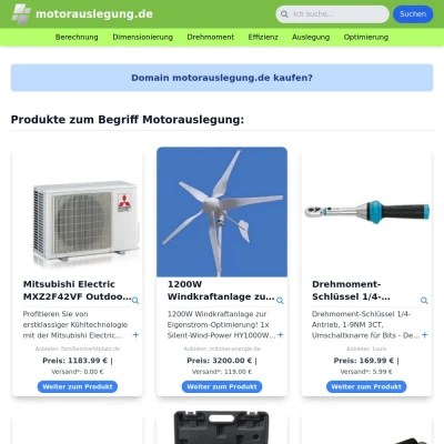 Screenshot motorauslegung.de