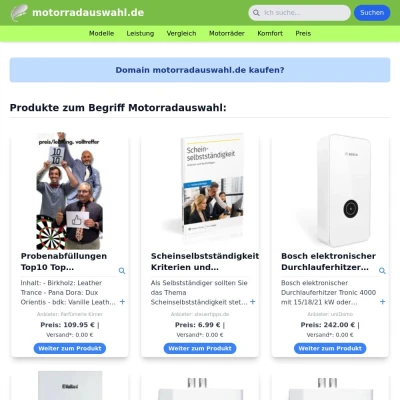 Screenshot motorradauswahl.de