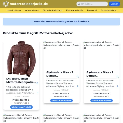 Screenshot motorradlederjacke.de