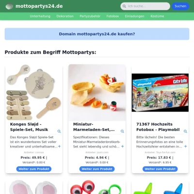 Screenshot mottopartys24.de